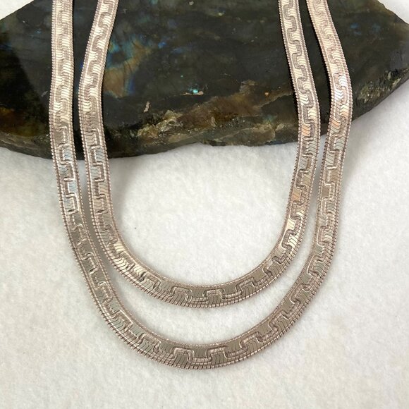 Milor Sterling Silver Italy Patterned Smooth Reversible Herringbone Chain 36" - Picture 8 of 16
